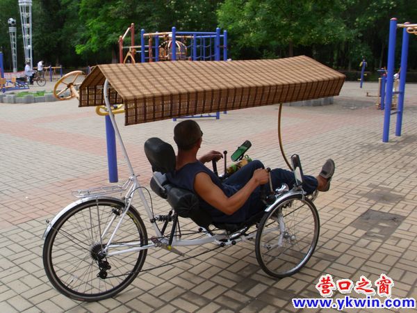 自制自行車 臥騎搭涼棚