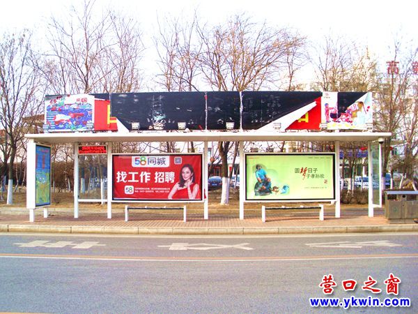 營(yíng)口市3路部分公交車站戴破帽