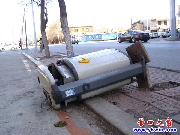 營(yíng)口市新興大街邊一垃圾箱大白天睡覺(jué)