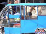 今早，營口警察開電三輪車